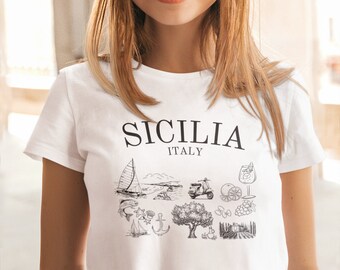 Koszula Sicilia, koszulka Sycylia, koszulka Włochy, koszula Włochy, koszulka Palermo, koszula Positano, prezent Włochy, dekoracja Sycylia, moda włoska