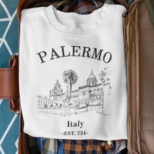 T-shirt Palermo Sicilia Italie - Motif Imprimé Noir 100% Coton - Neuf Avec étiquettes