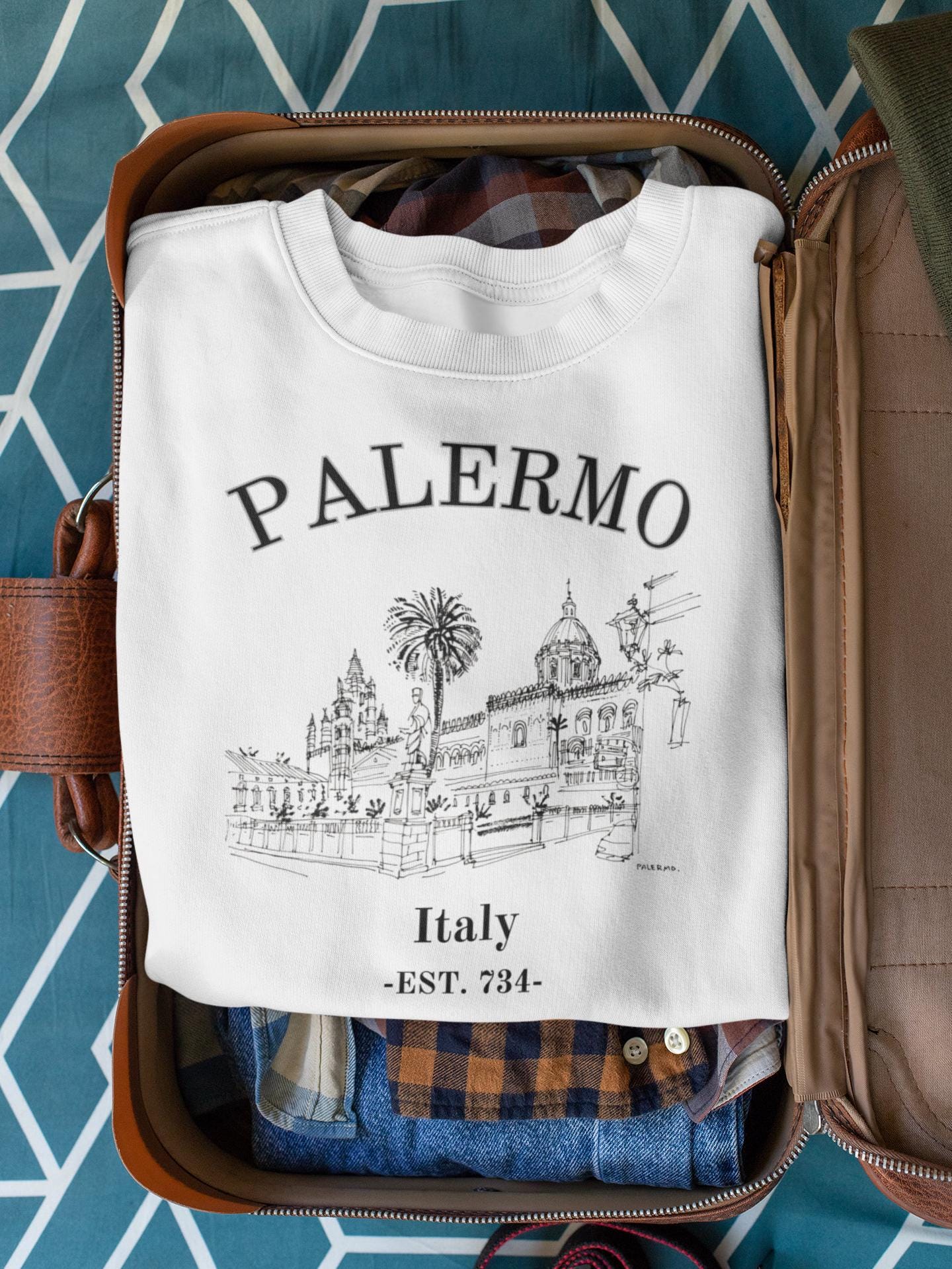 M-Italy T-Shirt Uomo E Bambino Città Di Palermo: Maglietta Super Vestibilità Con Stampa Diretta Su Tessuto. Taglie Da 5-6 Anni A Adulto. Un Regalo Originale!