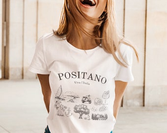 Koszula Positano, koszulka Positano, pamiątka Positano, koszulka Positano, prezent Positano, Positano Włochy, koszula Włochy, Positano Italia