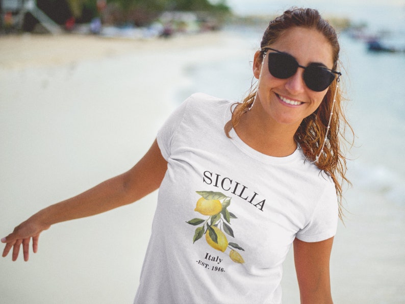 Sicilia Shirt, Sizilien Zitronen TShirt, Italien TShirt, Italien Shirt, Palermo T-Shirt, Positano Shirt, Italien Geschenk, Italy Mode Bild 2