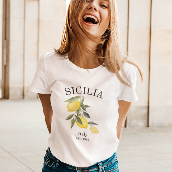 Sicilia Shirt, Sicily Lemons TShirt, Italy TShirt, Italy Shirt, Palermo T-Shirt, Positano Shirt, Italy Gift, Italy Fashion