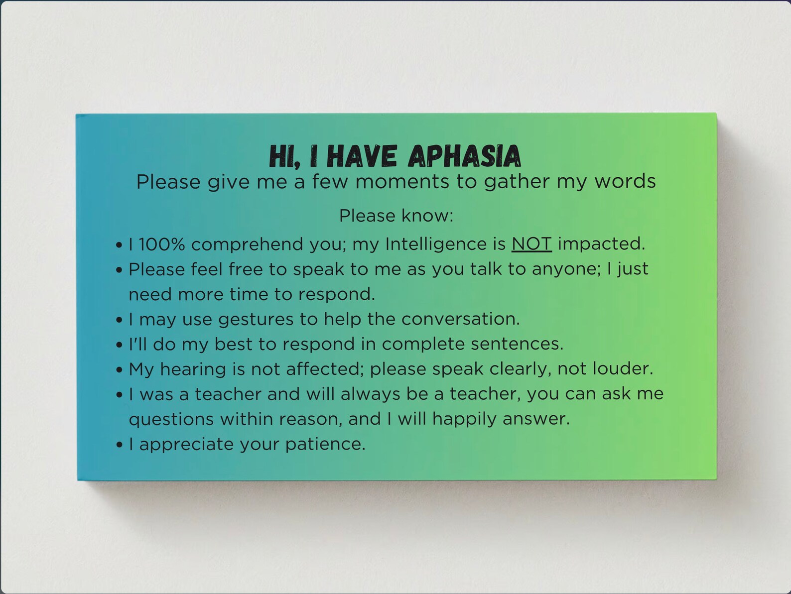 Aphasia Communication Card - Digital - Etsy