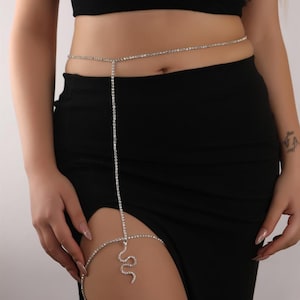 Crystal Stone Snake Body Accessory Leg Chain Bikini Jewelry Body Jewelry Silver Plated image 1