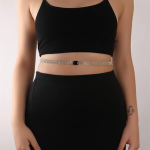 Black Baguette Stone Waterway 4 Row Waist Chain Stone Waist Chain Bikini Trend Waist Chain Belt Belly Chain image 2