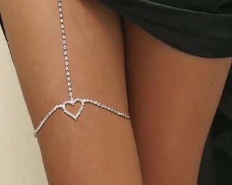 Crystal Stone Heart Body Accessory Leg Chain Waist Chain Body Jewelry