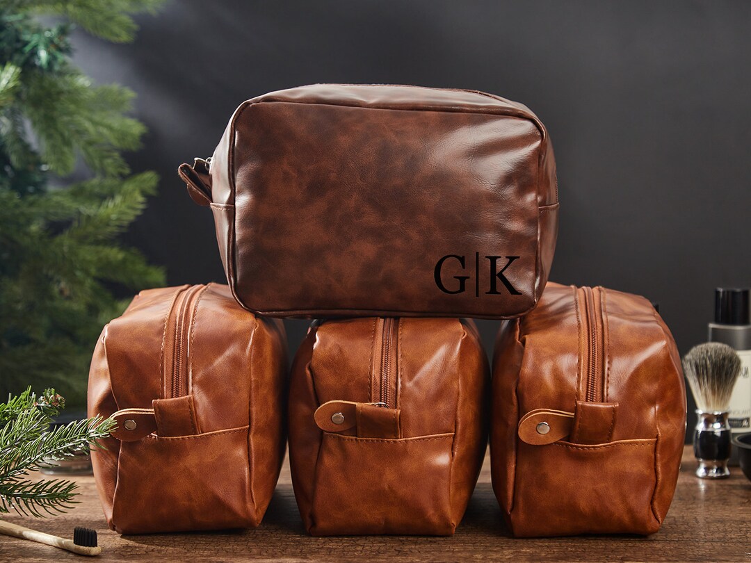 Custom Mens Toiletry Bag Personalized Dopp Kit for Men Engraved Shaving