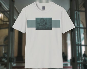 Teal Motif Unique Grungy Tucan Urban Art Wall Painting Unisex Softstyle T-Shirt