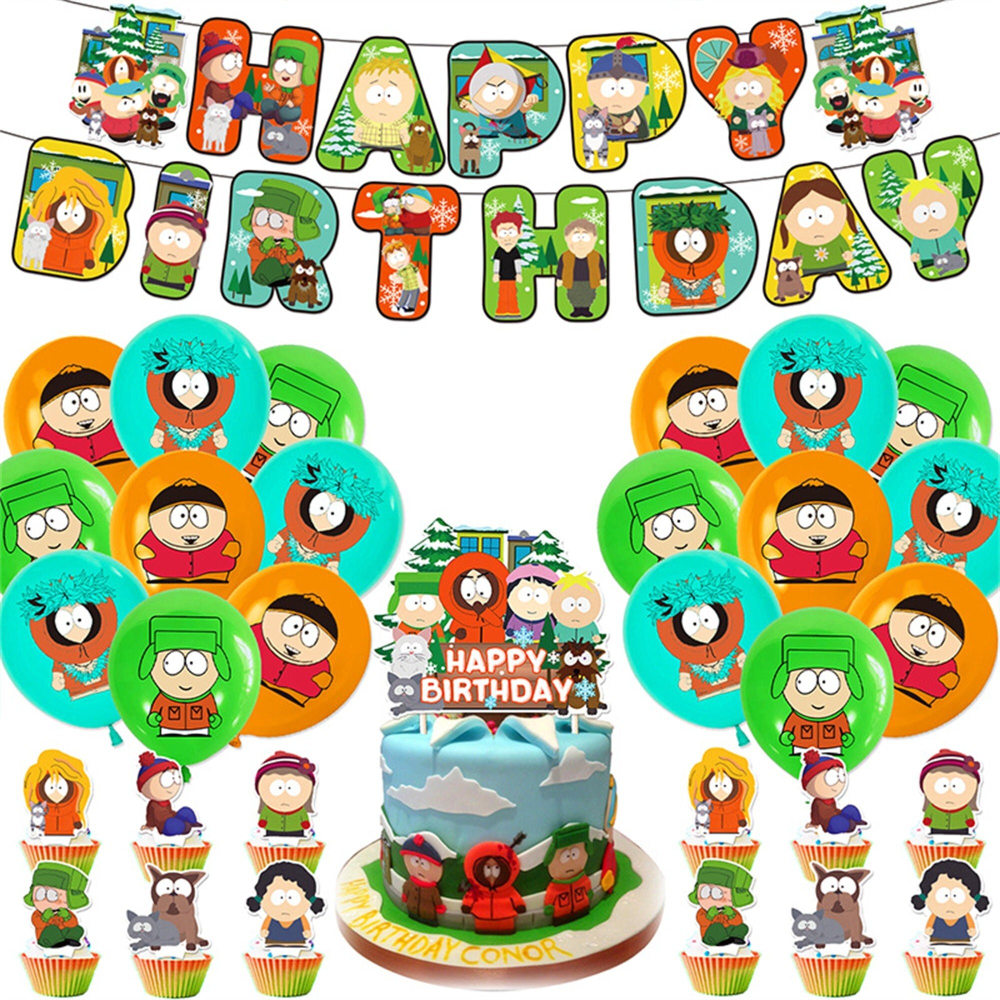  South Park Birthday Cake Topper Featuring South Park Characters  and Other Themed Decorative Pieces : Grocery & Gourmet Food
