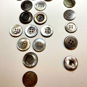Antique and Vintage black and bronze Mother of Pearl medium to large size buttons