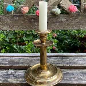 Vintage/antique candlestick with wax pan and internal push-up mechanism