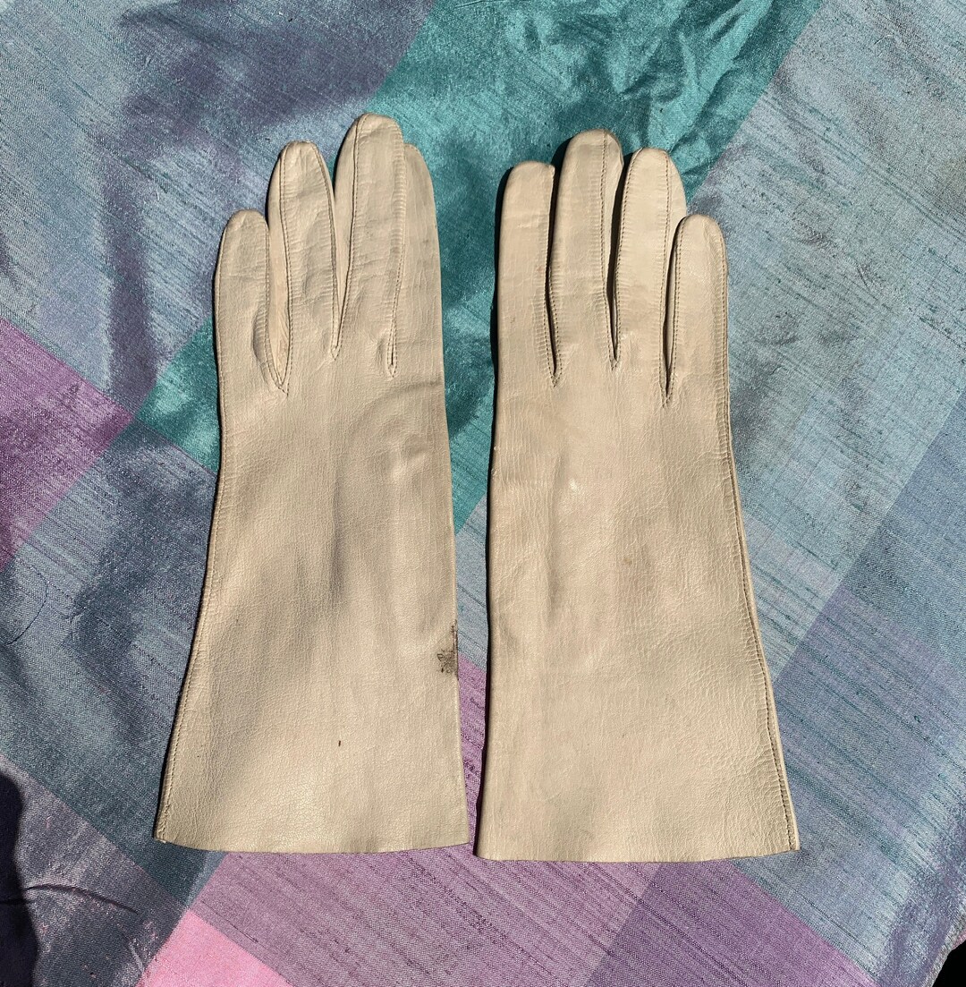 Vintage Cream Leather Gloves by Fownes Etsy
