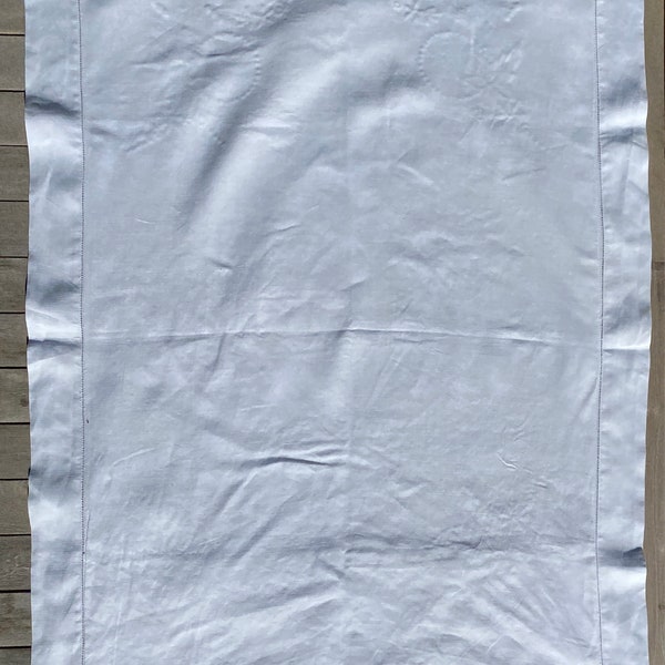 Vintage embroidered Oxford fine white linen pillowcase