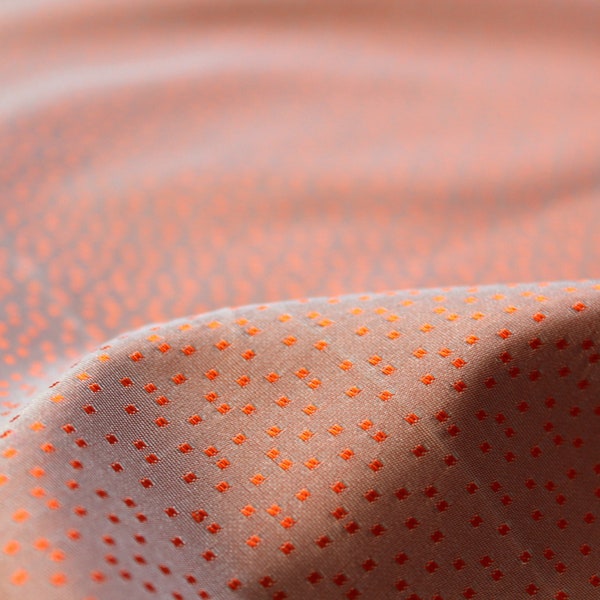 Tangerine and Apricot Speckled Taffeta, unused fabric made by Roosen Silks Ltd, Argyll Street circa 1940.  Sold by 20 cm lengths