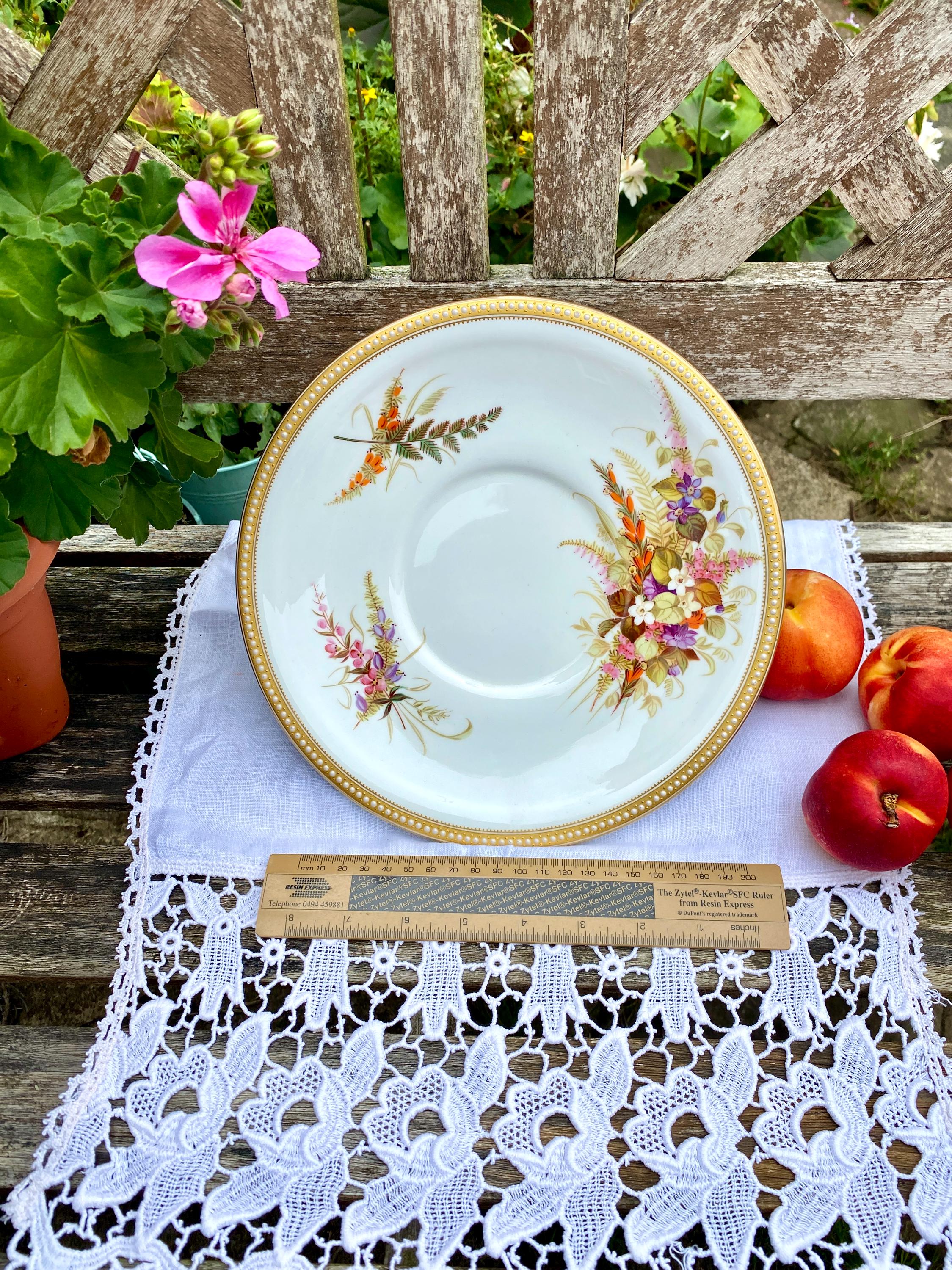 アンティークのロイヤルウースター磁器サンドイッチプレート、1875年頃