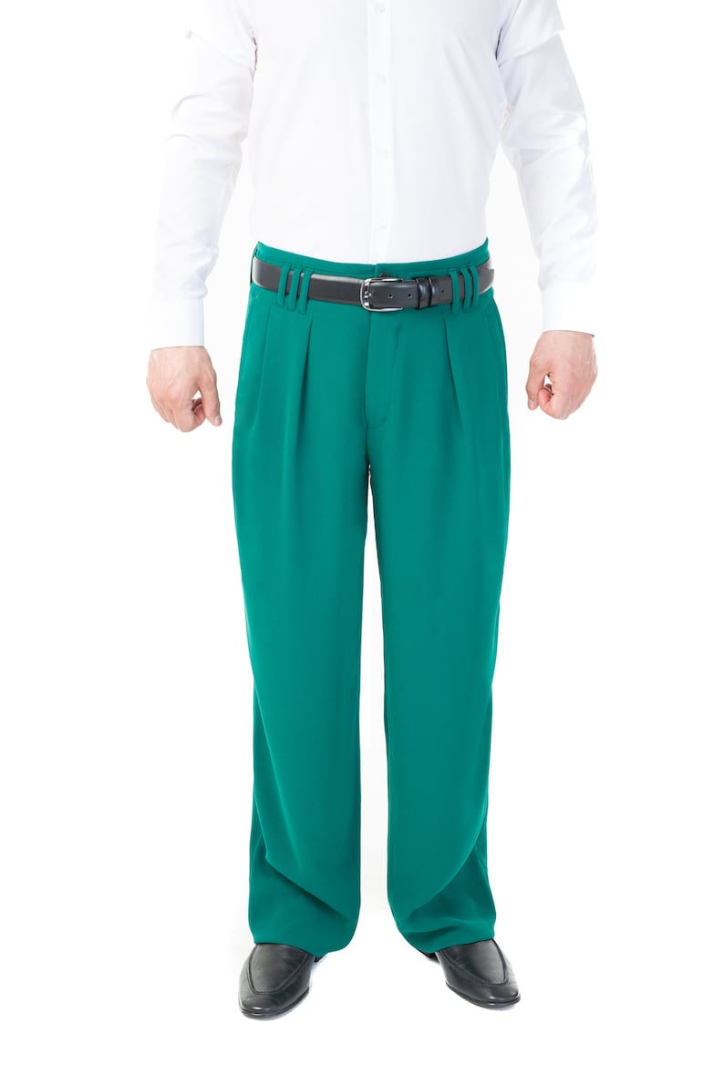 1940s Men’s Clothing & Fashion History     Pleated trousers Boogie Swing Retro Phoenix Bodybuilder Rock-A-Billy VLV Pistol Jive Rock n Roll Salsa Gangster color green/emerald  AT vintagedancer.com