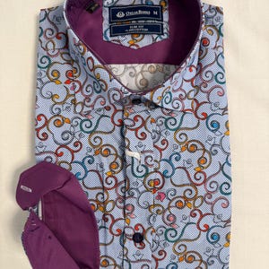Elegant leisure, office shirt, slim fit, men's shirt, light blue patterned