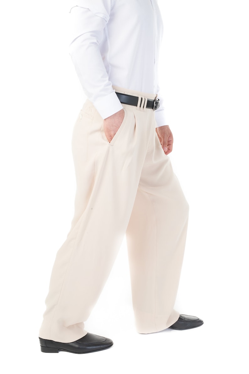 1930s Men’s Summer Clothing Guide     Pleated trousers Boogie Swing Retro Phoenix Bodybuilder Rock-A-Billy VLV Pistol Jive Rock n Roll Salsa Gangster color beige  AT vintagedancer.com