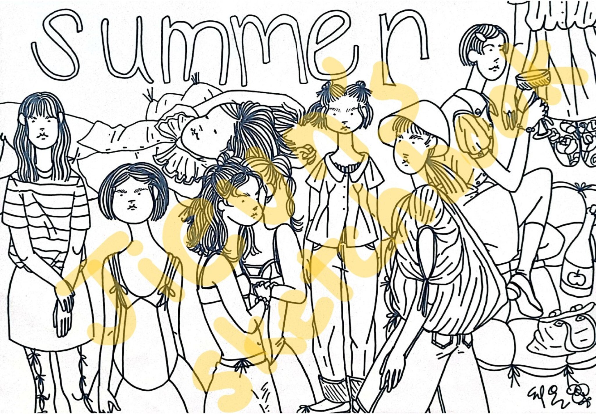 Summer Girls Coloring Pages - Etsy