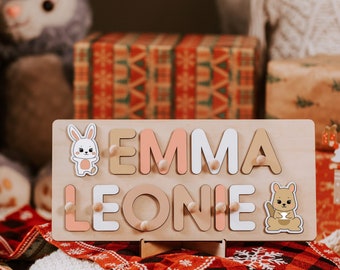 Custom name puzzle with pegs, wooden name puzzle, unique christmas gifts for kids, baby shower gifts, first birthday gifts, baby gifts