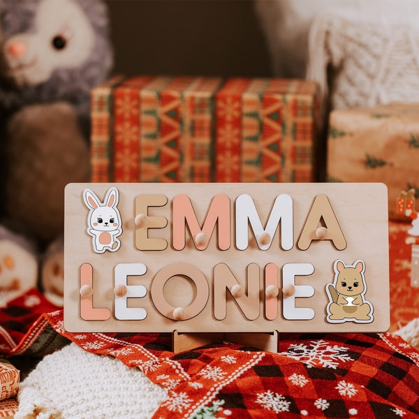 Custom name puzzle with pegs, wooden name puzzle, unique christmas gifts for kids, baby shower gifts, first birthday gifts, baby gifts