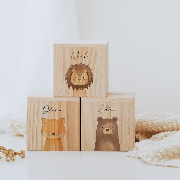 Adorable alcancía para bebés, elegante alcancía de madera, linda alcancía, encantadora alcancía para niños, regalo de dinero para bautizo, regalo de cumpleaños, regalo de Pascua