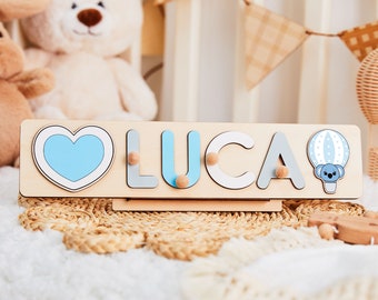 Personalized name puzzle with pegs, easter gifts for kids wooden Toys, baby name puzzle, 1st birthday name puzzle, montessori toddler toys