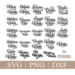 Brautparty SVG Braut PNG Brautjungfer PNG Braut Zu Sein SVG Zukünftige Frau SVG Hochzeit Brautschmuck Trauzeugin Schnittdatei Digitaler Sofort Download