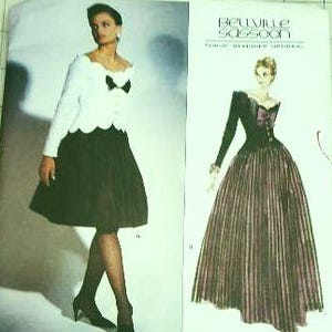 Vintage Vogue pattern 1015 Bellville Sassoon off-shoulder 2 piece evening gown or cocktail dress size 16  out of print uncut factory folded