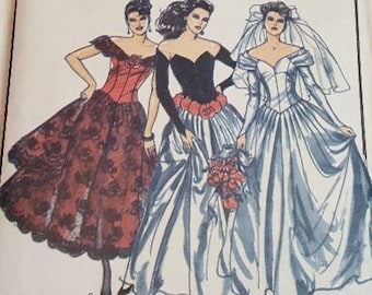 Style pattern 1464 off-shoulder formal gown size 14 RARE out of print factory folded one piece cut