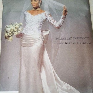 Vogue pattern 2799 Bellville Sassoon V neck sheath wedding gown with train size 8-10-12 RARE out of print uncut factory folded
