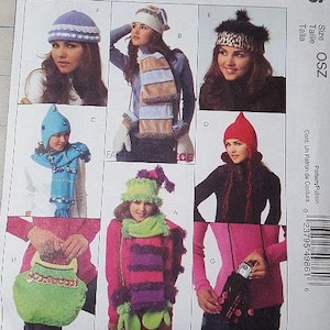 McCalls pattern 4986 assorted hats, bag, scarf, mittens pattern out-of-print factory folded uncut