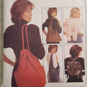 McCalls pattern 8259 backpacks and bags one size out-of-print factory folded uncut