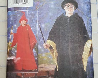 Butterick pattern 3184 child wizard costume size 12-14-16 out-of-print factory folded uncut