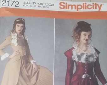 Simplicity pattern 2172 misses steampunk costumes size 14 - 22 out-of-print uncut factory folded