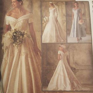 Vintage McCalls pattern 6951 formal off-shoulder wedding gown with draped neckline size 12 RARE out of print some pieces neatly cut all here