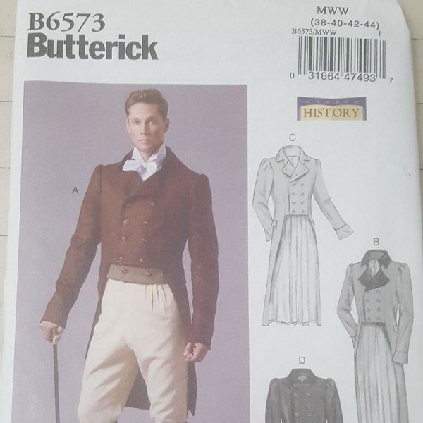 Butterick 6573 men's historical Regency suit pattern sizes 38-44 out-of-print uncut factory folded