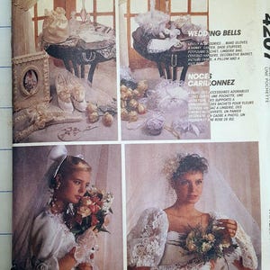May include: McCall's Crafts sewing pattern for wedding accessories. The pattern includes instructions for gloves, a garter, shoe stuffers, a potpourri sachet, a lingerie bag, covered hangers, a decorative basket, a picture frame, a pillow, and a rice rose.