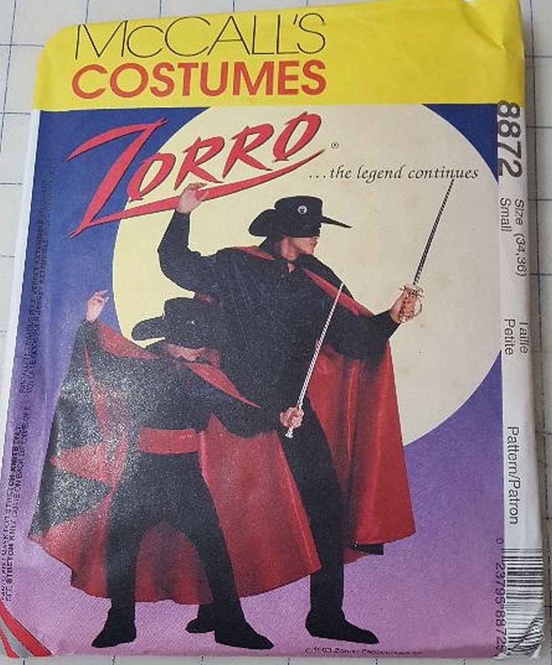 Mccalls Pattern 8872 Zorro Costumes Size 34, 36 RARE Out-of-print ...