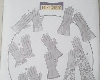 Butterick 6398 historical gloves pattern one size RARE out-of-print uncut factory folded