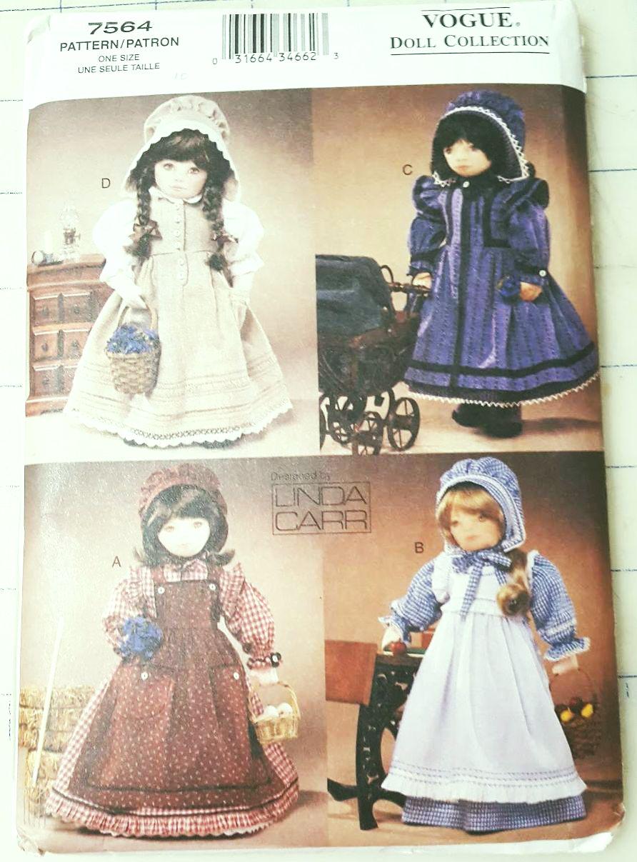 Vogue 7564 18" doll  prairie clothes pattern out-of-print factory folded uncut