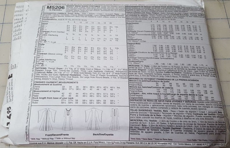 McCalls pattern 5206 medieval gown sizes 14-20 RARE out-of-print uncut factory folded image 2