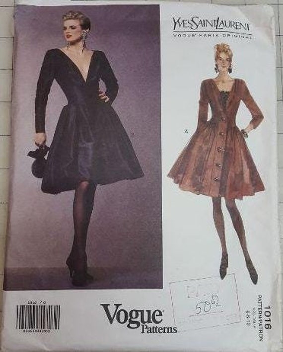 Vintage Vogue Pattern 1016 Yves Saint Laurent Cocktail Dress Size
