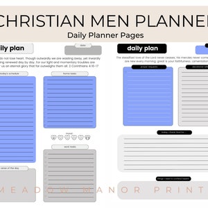 Mens Daily Christian Planner Printable DAILY Mens Devotional Planner Bible Study Plan for Christian Men Gift Mens Journal Organization List