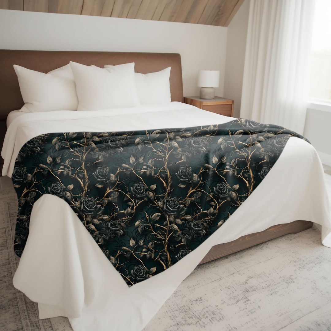 Gothic Comforter Goth Throw Blanket Gothic Blanket Gothic Bedding Fall