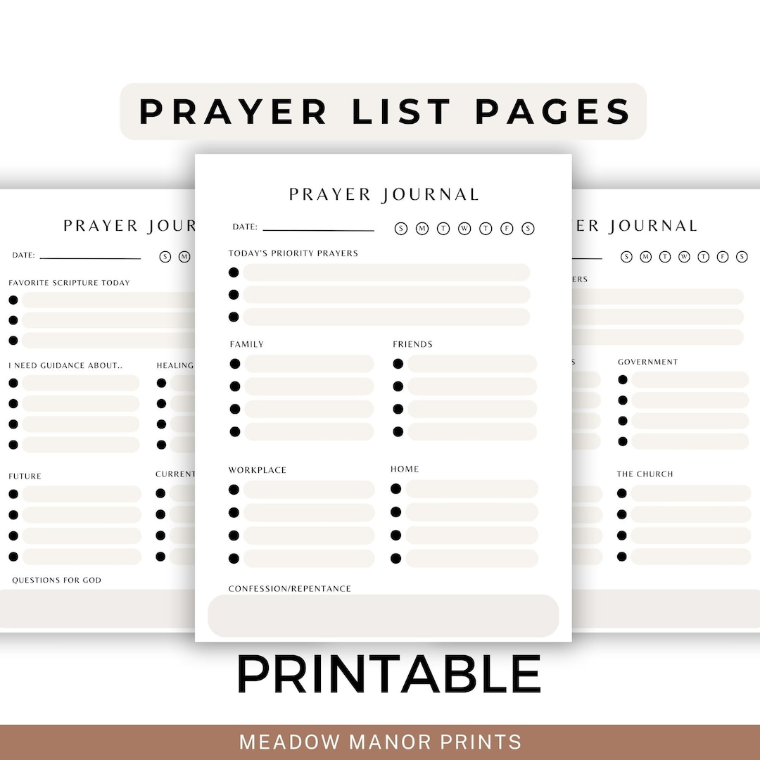Prayer Planner Printable Prayer List Devotional Notebook Prayer Cards ...