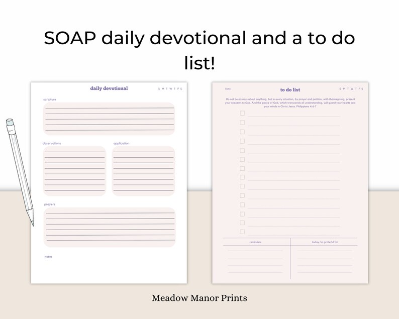 Christian Planner Printable Downloadable Faith Journal Devotional Bible ...