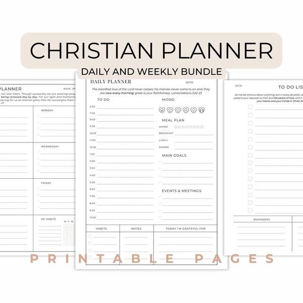 Christian Planner Printable DAILY AND WEEKLY Faith Planner Daily Christian Planner To Do List Christian Journal Devotional Planner Bible