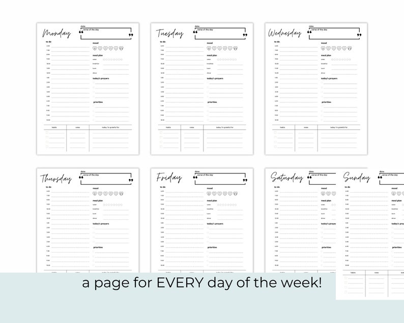 Christian Daily Planner Printable Pages Goal Planning Minimal ...