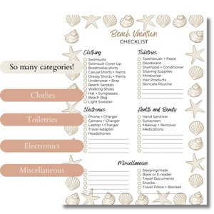 Beach Vacation Packing List Printable Travel Packing List PDF Vacation